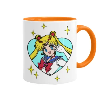 Sailor Moon star, Κούπα χρωματιστή πορτοκαλί, κεραμική, 330ml