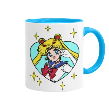 Sailor Moon star, Mug colored light blue, ceramic, 330ml