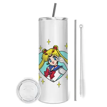 Sailor Moon star, Tumbler stainless steel 600ml, with metal straw & cleaning brush