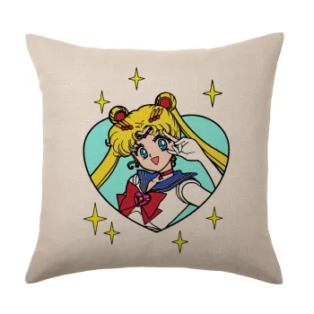 Sailor Moon star, Μαξιλάρι καναπέ ΛΙΝΟ 40x40cm περιέχεται το  γέμισμα