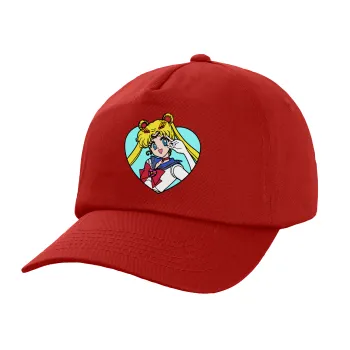 Sailor Moon star, Adult Baseball Cap, 100% Cotton, Red (COTTON, ADULT, UNISEX, ONE SIZE)