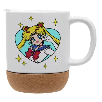 Sailor Moon star, Κούπα, κεραμική με βάση φελού και καπάκι (ΜΑΤ), 330ml