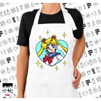 Sailor Moon star, Ποδιά μακριά Σεφ ολόσωμη με τσέπες white (ΕΝΗΛΙΚΩΝ)