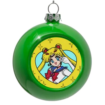 Sailor Moon star, Green Christmas tree ornament bauble 8cm