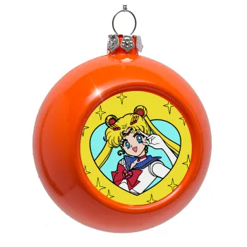 Sailor Moon star, Orange Christmas tree ornament bauble 8cm