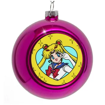 Sailor Moon star, Purple Christmas tree ornament bauble 8cm