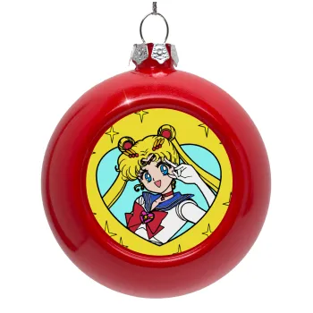 Sailor Moon star, Red Christmas tree ornament bauble 8cm
