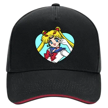 Sailor Moon star, DRILL Καπέλο Ενηλίκων Ultimate ΜΑΥΡΟ/ΚΟΚΚΙΝΟ, (100% ΒΑΜΒΑΚΕΡΟ, ΕΝΗΛΙΚΩΝ, UNISEX, ONE SIZE)