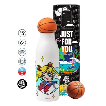 Sailor Moon star, Μπάλα μπάσκετ μεταλλικό παγούρι θερμός, διπλού τοιχώματος, 550ml