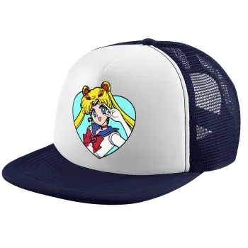 Sailor Moon star, Children's Soft Trucker Cap with Dark Blue/White Mesh (POLYESTER, CHILDREN, ONE SIZE)