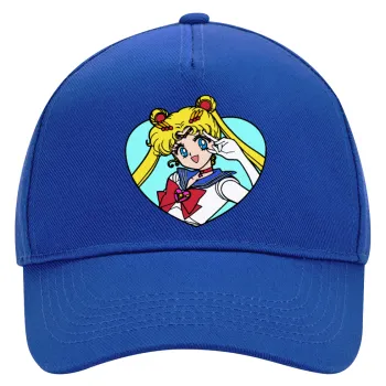 Sailor Moon star, Καπέλο Ενηλίκων Ultimate ΜΠΛΕ, (100% ΒΑΜΒΑΚΕΡΟ DRILL, ΕΝΗΛΙΚΩΝ, UNISEX, ONE SIZE)