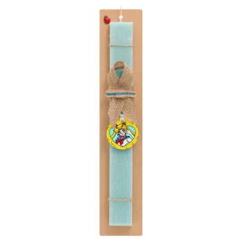 Sailor Moon star, Easter Set, wooden keychain & aromatic flat Easter candle (30cm) (TURQUOISE)