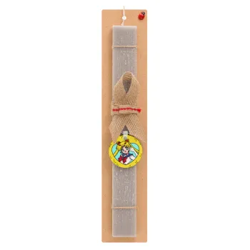 Sailor Moon star, Easter Set, wooden keychain & scented Easter candle flat (30cm) (GRAY)