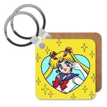 Sailor Moon star, Μπρελόκ Ξύλινο τετράγωνο MDF
