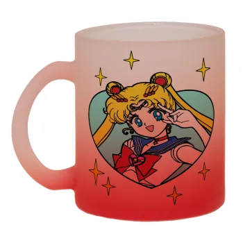 Sailor Moon star, Κούπα γυάλινη δίχρωμη με βάση το κόκκινο ματ, 330ml