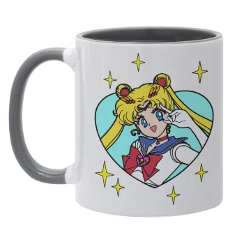 Sailor Moon star, Mug colored grey, ceramic, 330ml