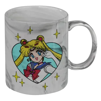 Sailor Moon star, Κούπα κεραμική, marble style (μάρμαρο), 330ml