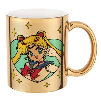 Sailor Moon star, Mug ceramic, gold mirror, 330ml