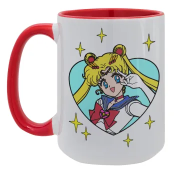 Sailor Moon star, Κούπα Mega 15oz, κεραμική Κόκκινη, 450ml