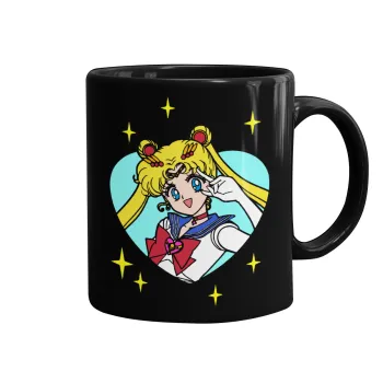 Sailor Moon star, Κούπα Μαύρη, κεραμική, 330ml