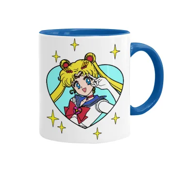 Sailor Moon star, Κούπα χρωματιστή μπλε, κεραμική, 330ml