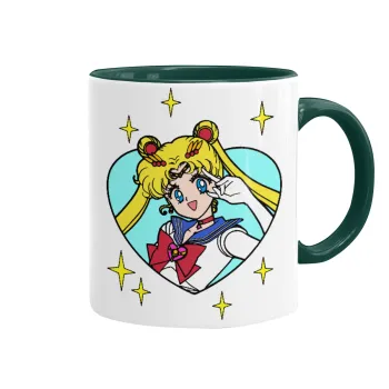 Sailor Moon star, Mug colored green, ceramic, 330ml