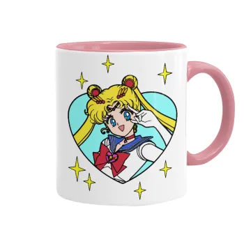 Sailor Moon star, Κούπα χρωματιστή ροζ, κεραμική, 330ml