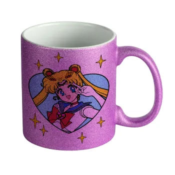 Sailor Moon star, Κούπα Μωβ Glitter που γυαλίζει, κεραμική, 330ml
