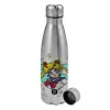 Metallic water bottle, stainless steel, 750ml