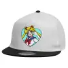 Child's Flat Snapback Hat, White (100% COTTON, CHILDREN'S, UNISEX, ONE SIZE)