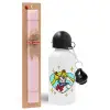Easter Set, metallic aluminum bottle (500ml) & aromatic flat Easter candle (30cm) (PINK)