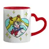 Mug heart red handle, ceramic, 330ml