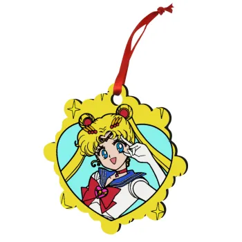 Sailor Moon star, Στολίδι Χριστουγεννιάτικο στολίδι snowflake ξύλινο 7.5cm