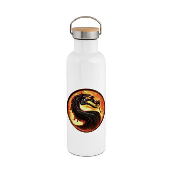 Mortal Kombat, Stainless steel White with wooden lid (bamboo), double wall, 750ml