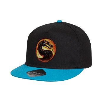 Mortal Kombat, Child's Flat Snapback Hat, Black/Blue (100% COTTON, CHILD, UNISEX, ONE SIZE)
