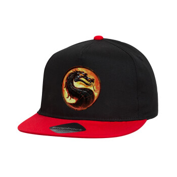 Mortal Kombat, Καπέλο παιδικό Flat Snapback, Μαύρο/Κόκκινο (100% ΒΑΜΒΑΚΕΡΟ, ΠΑΙΔΙΚΟ, UNISEX, ONE SIZE)