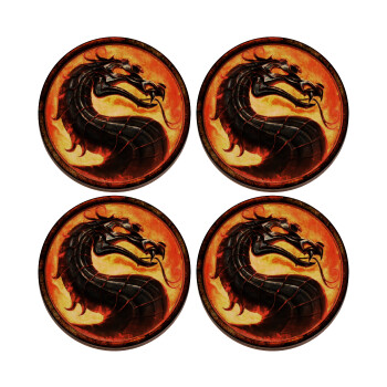Mortal Kombat, ΣΕΤ x4 Σουβέρ ξύλινα στρογγυλά plywood (9cm)