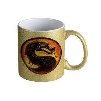 Mortal Kombat, Κούπα Χρυσή Glitter που γυαλίζει, κεραμική, 330ml