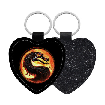 Mortal Kombat, Μπρελόκ PU δερμάτινο glitter καρδιά ΜΑΥΡΟ