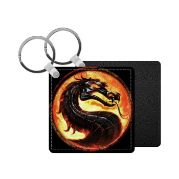 Mortal Kombat, Μπρελόκ Δερματίνη, τετράγωνο ΜΑΥΡΟ (5x5cm)