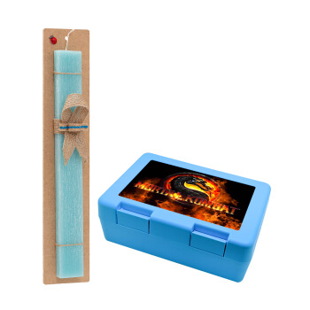 Mortal Kombat, Easter Set, children's snack container BLUE & Easter aromatic flat candle (30cm) (TURQUOISE)