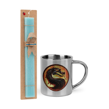 Mortal Kombat, Easter Set, metallic thermal cup (300ml) & aromatic flat Easter candle (30cm) (TURQUOISE)