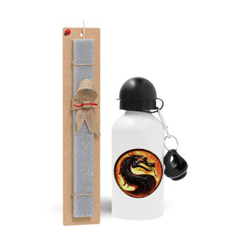 Mortal Kombat, Easter Set, metallic aluminum water bottle (500ml) & aromatic flat Easter candle (30cm) (GRAY)