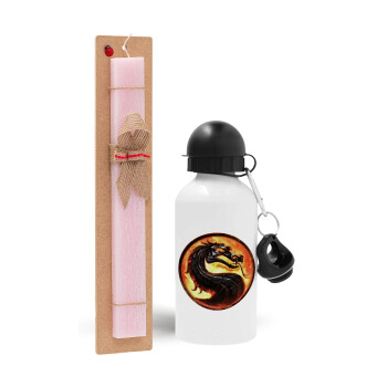 Mortal Kombat, Easter Set, metallic aluminum bottle (500ml) & aromatic flat Easter candle (30cm) (PINK)
