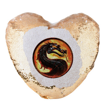 Mortal Kombat, Μαξιλάρι καναπέ καρδιά Μαγικό Χρυσό με πούλιες 40x40cm περιέχεται το  γέμισμα