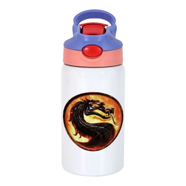 Mortal Kombat — Παιδικό παγούρι θερμό, ανοξείδωτο, με καλαμάκι ασφαλείας, ροζ/μωβ (350ml)