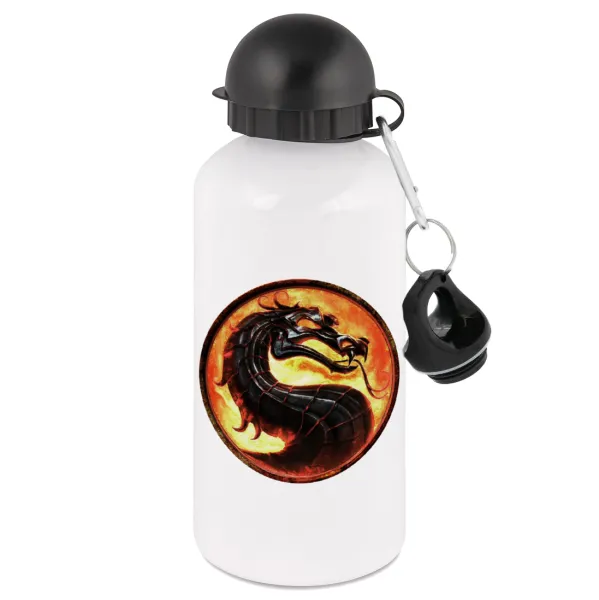 Mortal Kombat — Metal water bottle, White, aluminum 500ml