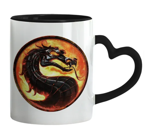 Mortal Kombat — Mug heart black handle, ceramic, 330ml