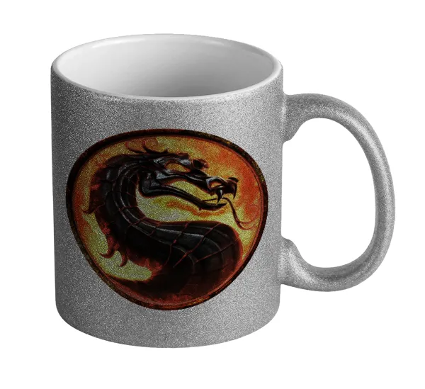 Mortal Kombat — Silver glitter mug that sparkles, ceramic, 330ml