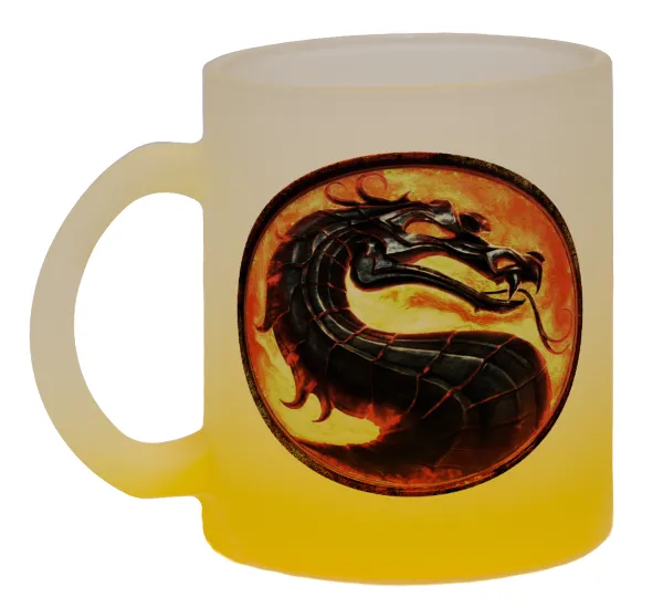 Mortal Kombat — Two-tone glass mug with matte yellow base, 330ml